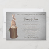 Woodland Bunny Baby shower | Grijze uitnodiging (Voorkant)