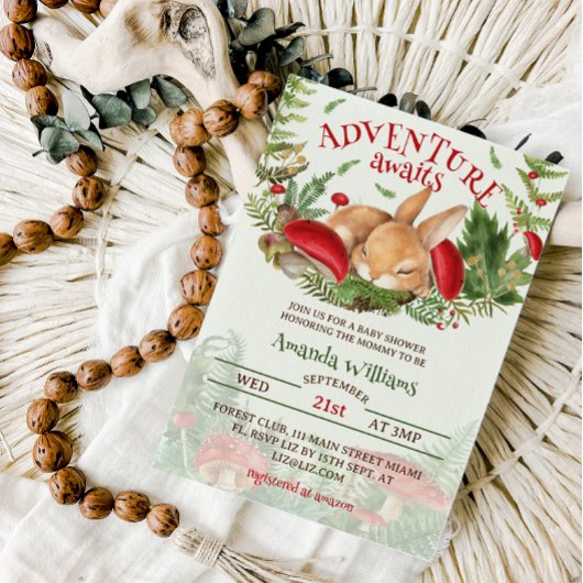 Woodland Bunny Baby shower Kaart