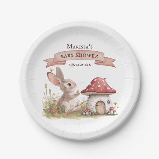 Woodland Bunny Baby shower Papieren Bordje (Voorkant)