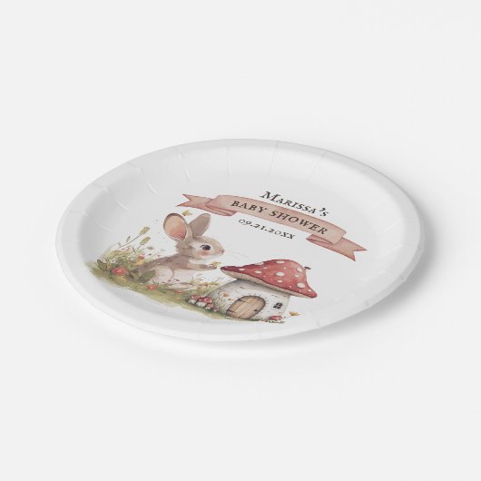 Woodland Bunny Baby shower Papieren Bordje (Gekanteld)