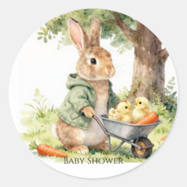 Woodland Bunny Baby Shower Ronde Sticker