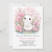 Woodland Bunny Blissful Roze Meisje Baby shower Kaart (Voorkant)