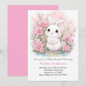 Woodland Bunny Blissful Roze Meisje Baby shower Kaart (Voorkant / Achterkant)