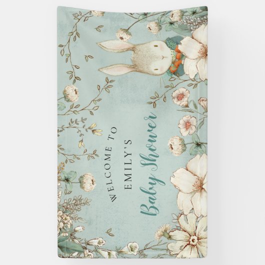  Woodland Bunny Boy WelkomstBaby shower Spandoek (Verticaal)