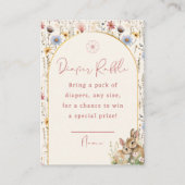 Woodland Bunny Charming Wildflower Luier Raffle Informatiekaartje (Voorkant)