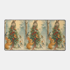 Woodland bunny christmas cozy festive winter bureaumat