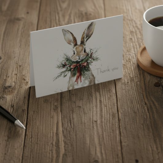 Woodland Bunny Christmas Thank You Card Bedankkaart