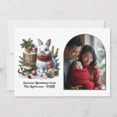 Woodland Bunny Cozy Forest Christmas Holiday Photo Feestdagenkaart (Voorkant)