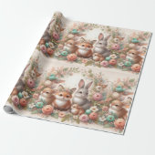 Woodland Bunny en Fox Animal Wrapping Paper Cadeaupapier (Uitgerold)