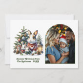 Woodland Bunny Family Cozy Forest Christmas Photo Feestdagenkaart (Voorkant)