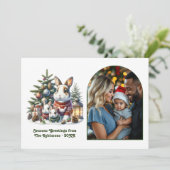 Woodland Bunny Family Cozy Forest Christmas Photo Feestdagenkaart (Staand voorkant)
