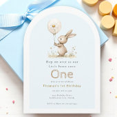 Woodland Bunny First Birthday Arch Invitation Kaart