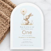 Woodland Bunny First Birthday Arch Invitation Kaart