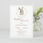 Woodland Bunny Greenery Baby shower Kaart (Staand voorkant)