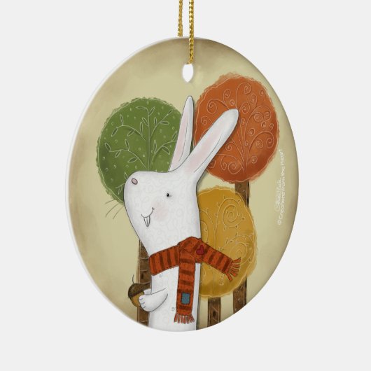 Woodland Bunny met eikel Keramisch Ornament (Rechts)