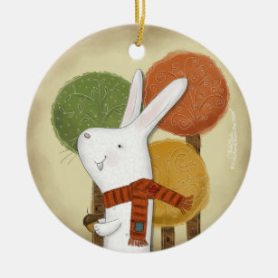 Woodland Bunny met eikel Keramisch Ornament