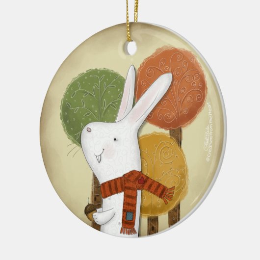 Woodland Bunny met eikel Keramisch Ornament (Links)