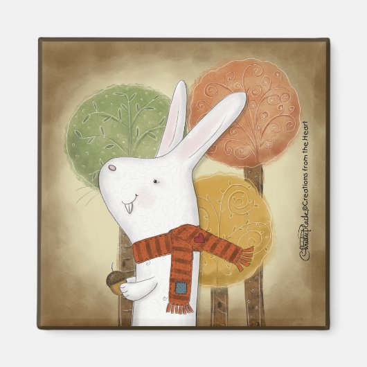 Woodland Bunny met eikel Magneet (Voorkant)