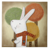Woodland Bunny met eikel Tegeltje (Voorkant)