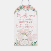 Woodland Bunny Pink Floral Baby shower Dank u Cadeaulabel (Achterkant)