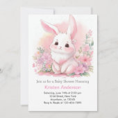 Woodland Bunny Pink Floral Meisje Baby shower Kaart (Voorkant)