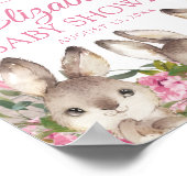 Woodland Bunny Pink Girl's Baby shower Welcome Poster (Hoek)