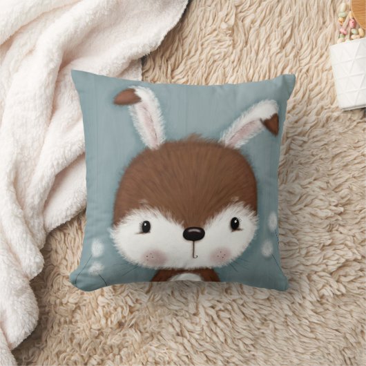 Woodland Bunny Portrait Kussen (Deken)