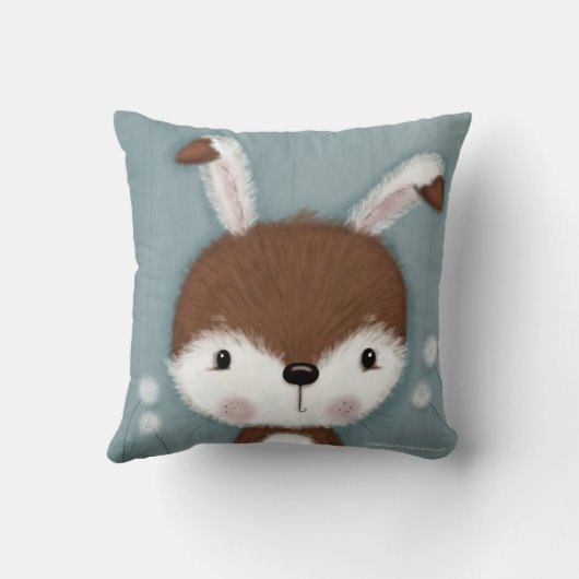 Woodland Bunny Portrait Kussen (Achterkant)
