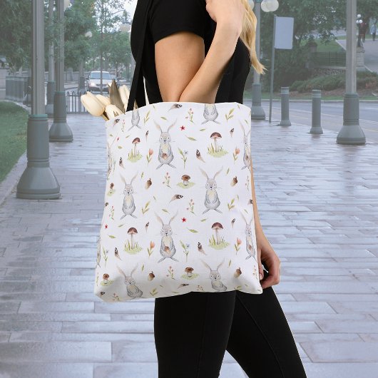 Woodland Bunny Print All Over Canvas tas