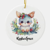 Woodland Bunny Rabbit gepersonaliseerd Keramisch Ornament (Voorkant)