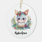 Woodland Bunny Rabbit gepersonaliseerd Keramisch Ornament (Links)
