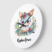 Woodland Bunny Rabbit Gepersonaliseerde Kwekerij Grote Klok (Hoek)