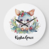 Woodland Bunny Rabbit Gepersonaliseerde Kwekerij Grote Klok (Voorkant)