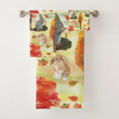 Woodland Bunny Rabbit Waterverf Bad Handdoek (Insitu)