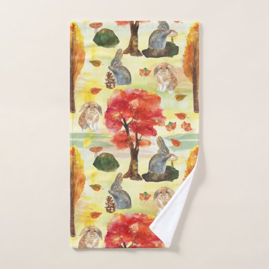 Woodland Bunny Rabbit Waterverf Bad Handdoek (Handdoek)