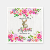 Woodland Bunny Rabbit Waterverf Bloemen Baby Showe Servetten (Voorkant)