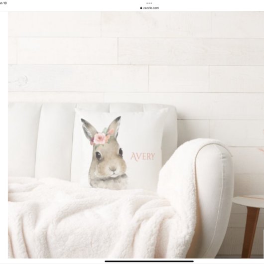 Woodland Bunny Rabbit Waterverf Persoonlijke naam Kussen