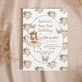 Woodland Butterflies & Heart Fairy Eerste verjaard Kaart