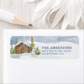 Woodland Cabin in the Snow | Retouradres Etiket (Insitu)