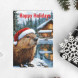 Woodland Cabin Lake Christmas Beaver Waterverf Briefkaart<br><div class="desc">Dit ontwerp kan op het gebied worden gepersonaliseerd dat door de foto en/of tekst te veranderen wordt verstrekt. Of het kan worden aangepast door te klikken deze Sjabloon personaliseert en dan de klik te kiezen om verdere optie aan te passen en de kleur van de achtergrond te schrappen of te...</div>