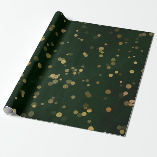 Woodland Cali Deep Green Forest Golden Confetti Cadeaupapier (Uitgerold)