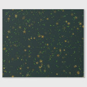 Woodland Cali Deep Green Stars Forest Gold Cadeaupapier (Vlak)