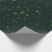 Woodland Cali Deep Green Stars Forest Gold Cadeaupapier (Hoek)