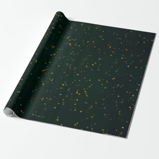 Woodland Cali Green Forest Gold Small Dot Confetti Cadeaupapier (Uitgerold)