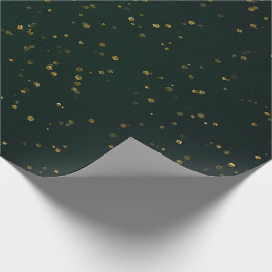 Woodland Cali Green Forest Gold Small Dot Confetti Cadeaupapier (Hoek)