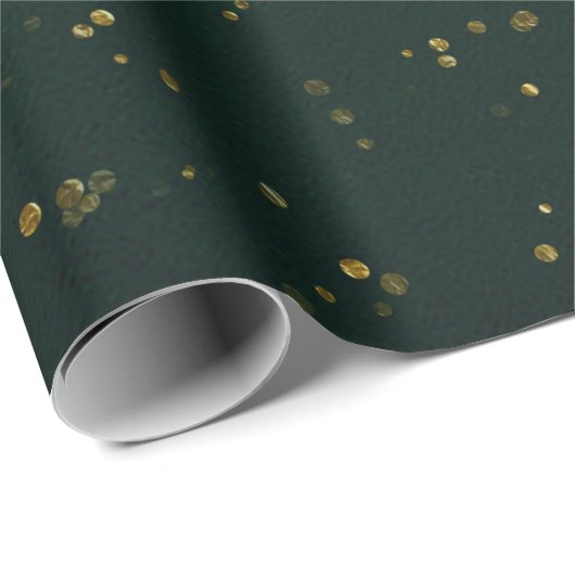 Woodland Cali Green Forest Gold Small Dot Confetti Cadeaupapier (Rol Hoek)