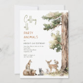 Woodland "Calling All Party Animals" Verjaardag vo Kaart (Voorkant)