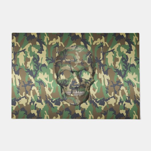 Woodland Camo 3D Skull Camouflage Pattern Deurmat (Voorkant)