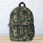 Woodland Camo gepersonaliseerd monogram camouflage Bedrukte Rugzak<br><div class="desc">Introductie van onze moderne en trendy camo rugzak, perfect voor kinderen, studenten, wandelaars en dagjesmensen! Deze coole rugzak is voorzien van een bospatroon met tinten van groen, bruin en bruin, waardoor het een militair geïnspireerde uitstraling heeft die zeker koppen zal doen slaan. Het camo-ontwerp is niet alleen stijlvol, maar ook...</div>