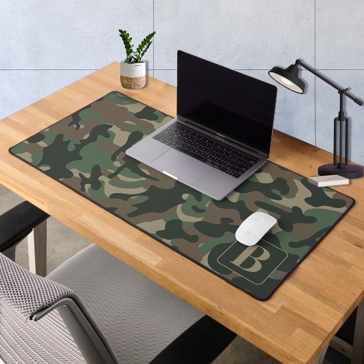 Woodland Camo gepersonaliseerd monogram camouflage Bureaumat